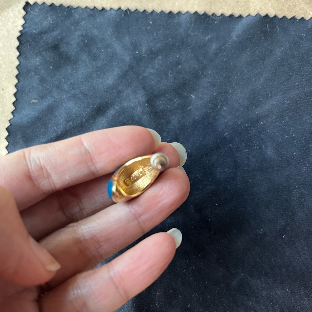 Monet Blue and Gold Teardrop Earrings - Picture 4 of 5